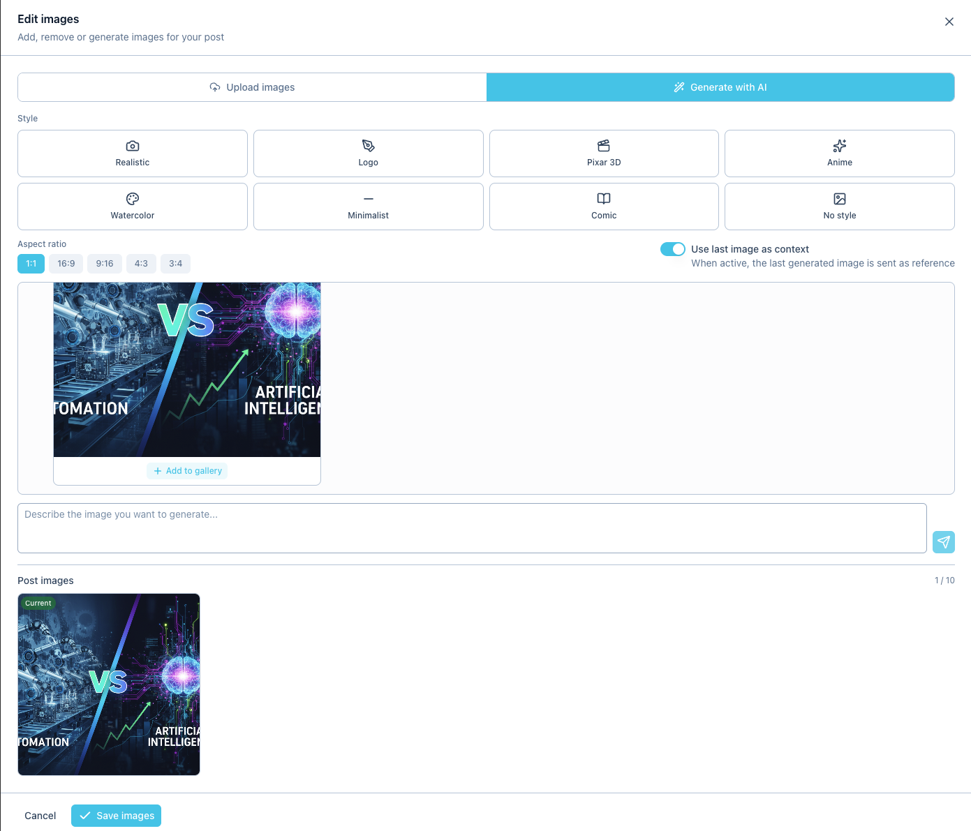 Stunning images with a single description
